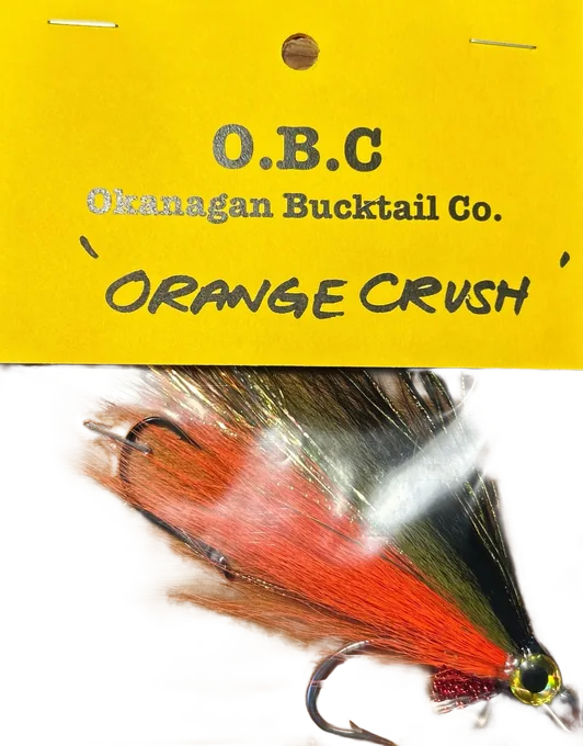 The O.B.C Orange Crush bucktail, hand-tied and carded